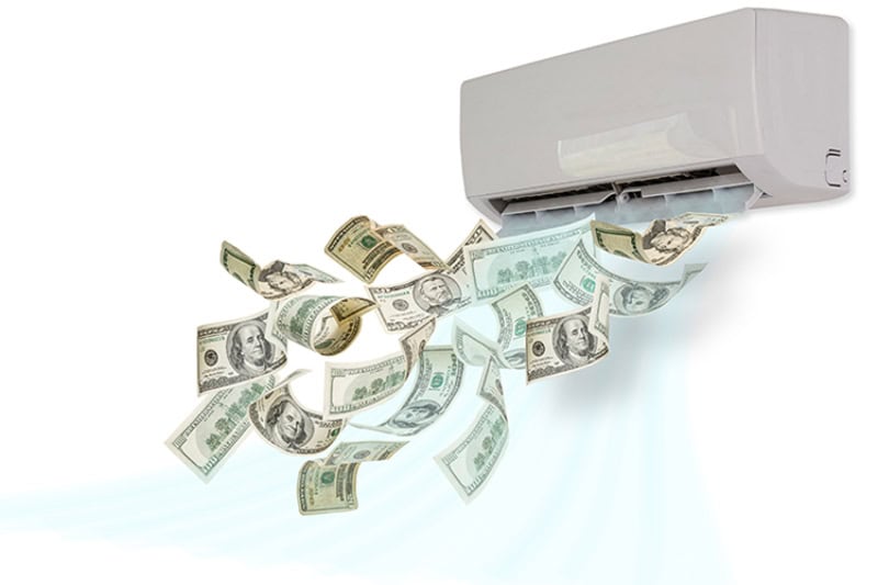 Air conditioner unit blowing cash out of vents.